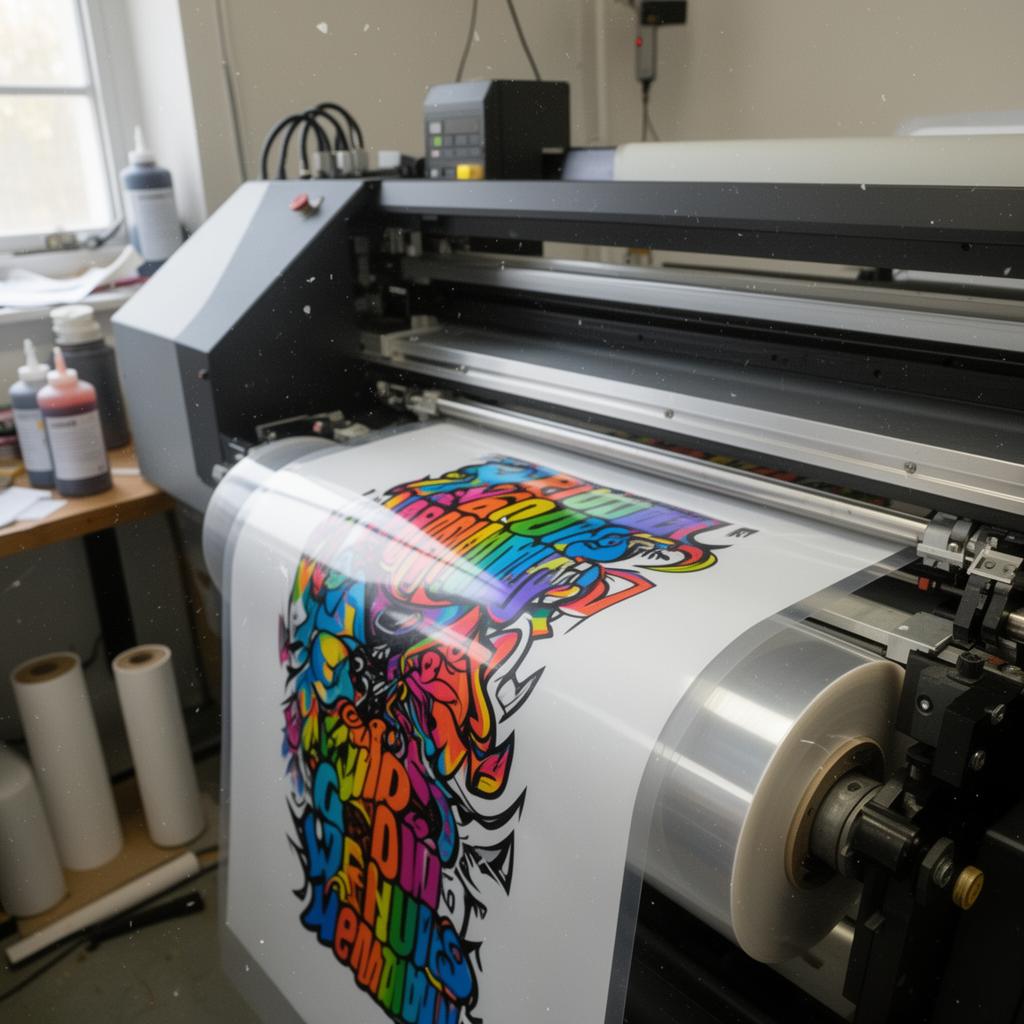 Large format DTF print on transparent film